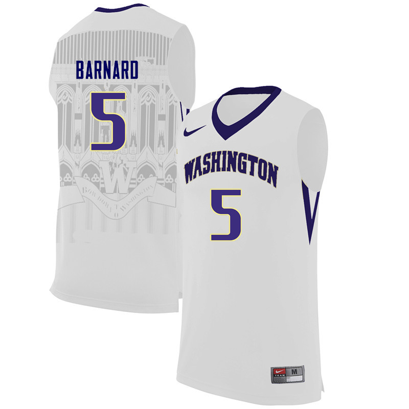 Men Washington Huskies #5 Quin Barnard College Basketball Jerseys Sale-White